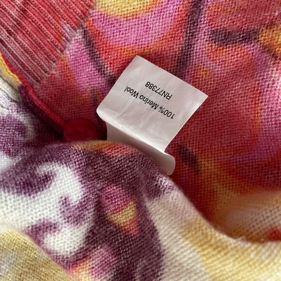 J. Crew Cardigan Women's XS Merino Wool Light Knit Sweater Multicolor Floral - Picture 11 of 11